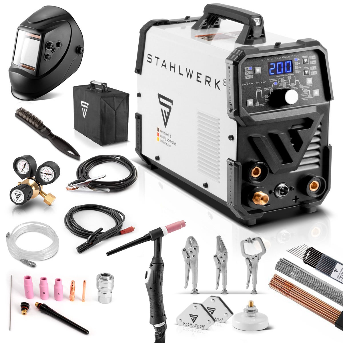 Poste à Souder 4 En 1 STAHLWERK – TIG DC 200A, MMA, Pulse, Coupeur Plasma 40A – Compact, Numérique IGBT