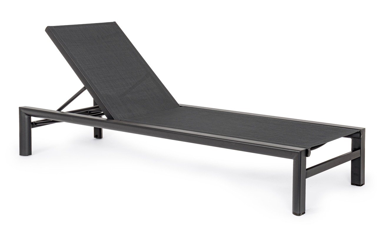 Leżak "Skipper New" w kolorze antracytowym, aluminiowa rama z kółkami i siedziskiem/oparciem z tkaniny tekstylnej, do ogrodu i basenu