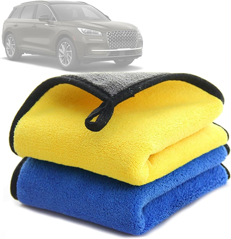 Opakowanie 2 ultrachłonnych ściereczek samochodowych z mikrofibry 500 GSM – idealne do mycia i suszenia samochodów, motocykli i domu – 30 x 40 cm