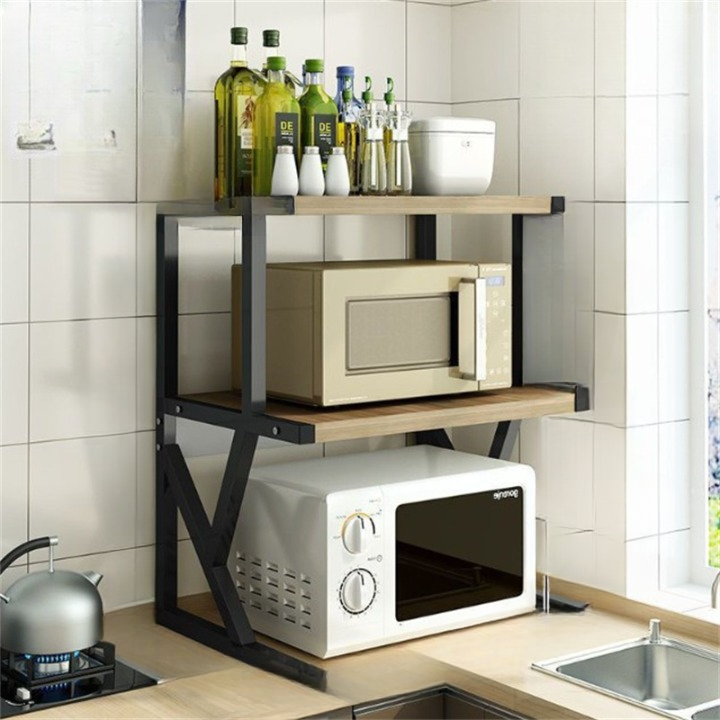 Półka kuchenna 3-poziomowa – wzmocniona, czarna, metalowa, wielofunkcyjna, do przechowywania kuchenek mikrofalowych i urządzeń AGD – 53*37*68 cm