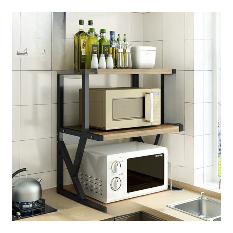 Półka kuchenna 3-poziomowa – wzmocniona, czarna, metalowa, wielofunkcyjna, do przechowywania kuchenek mikrofalowych i urządzeń AGD – 53*37*68 cm