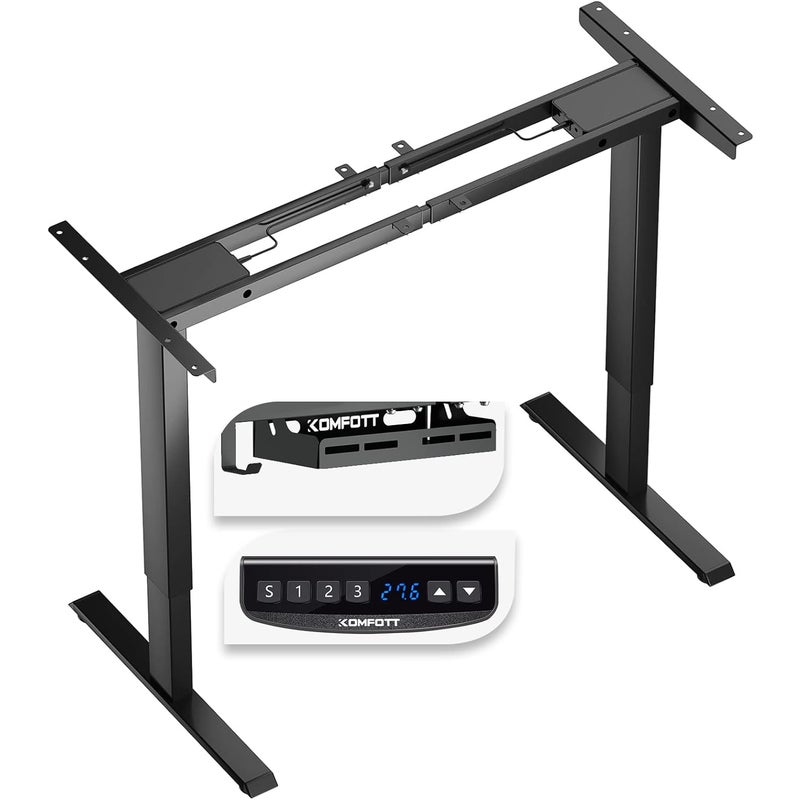 Elektryczne Biurko do Pracy na Stojąco, 109 x 45 x 70-120 cm, Nośność 100 kg, Rama Biurka Regulowana w Wysokości i Szerokości (Czarne)