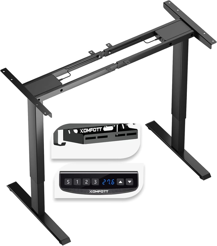Elektryczne Biurko do Pracy na Stojąco, 109 x 45 x 70-120 cm, Nośność 100 kg, Rama Biurka Regulowana w Wysokości i Szerokości (Czarne)
