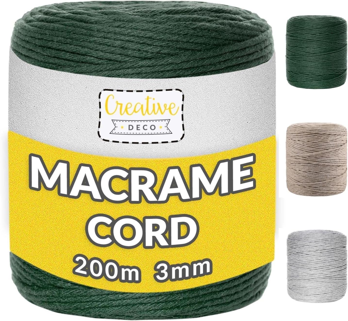 Cordon en coton tressé beige naturel de 3 mm Artisan Corde en macramé