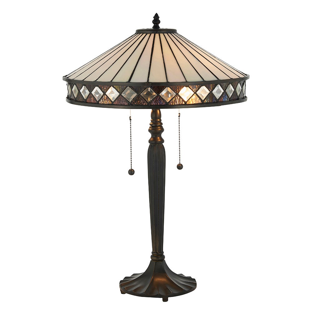 Lampa stołowa diamenty FARGO multikolor czarna 2xE27x20W szkło wym:63x41,5x41,5cm IP20 Tiffany