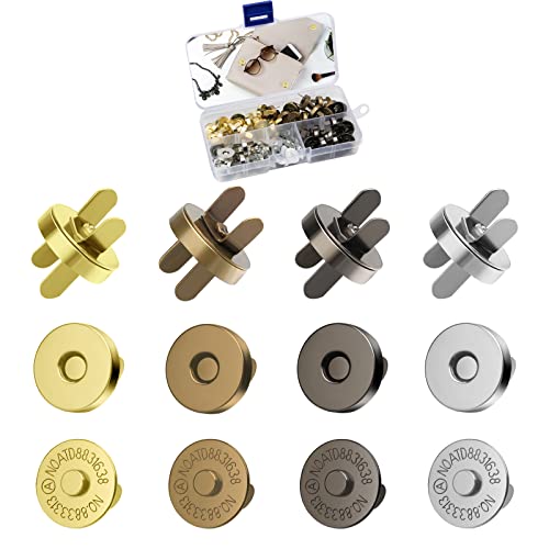 24 boutons magnétiques 18 mm en métal, 4 couleurs, fermoir magnétique pour couture, sacs et vêtements..