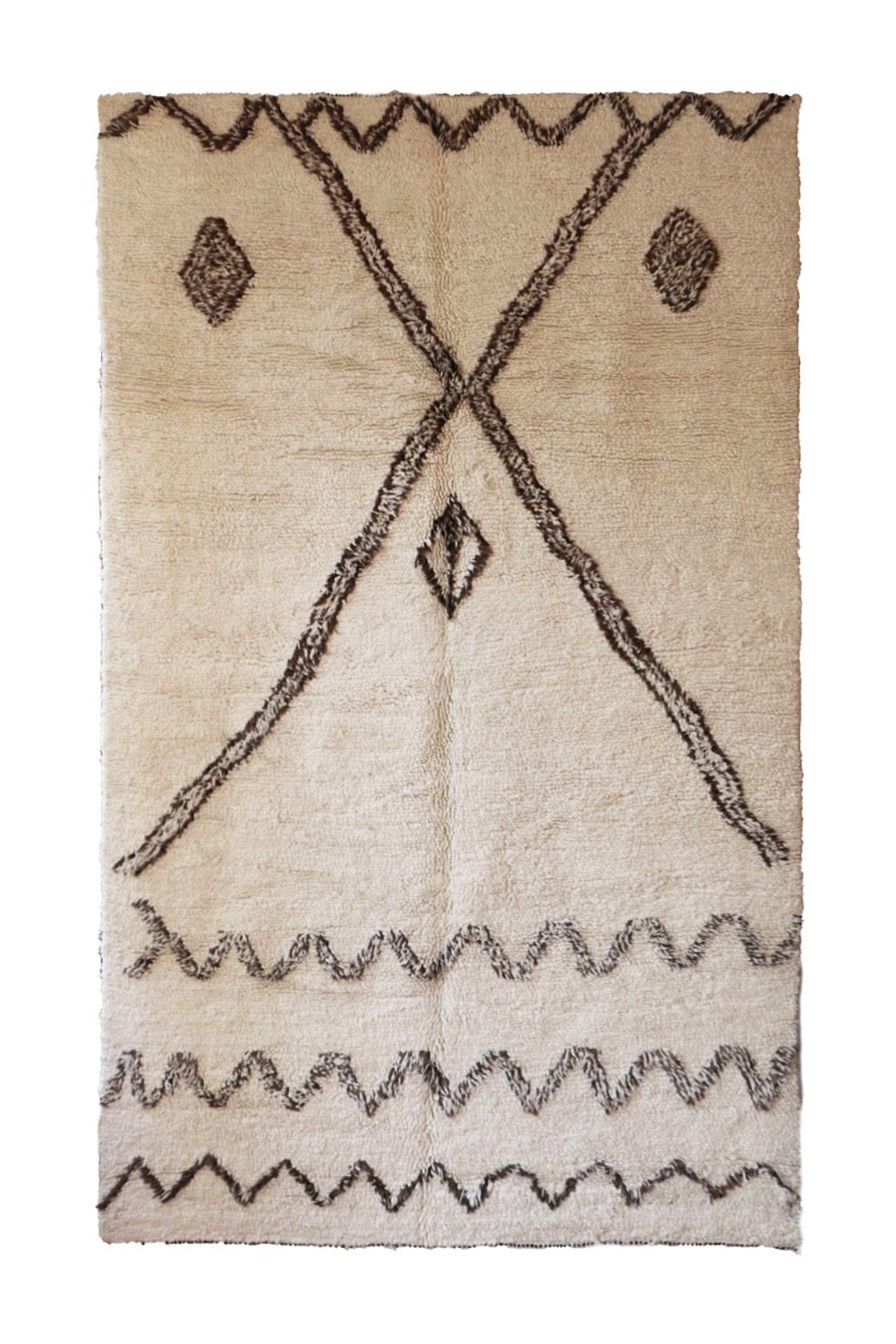 Tapis Berbère à Damiers 155x110 Cm – 100% Laine Naturelle, Tissé Main, Maroc