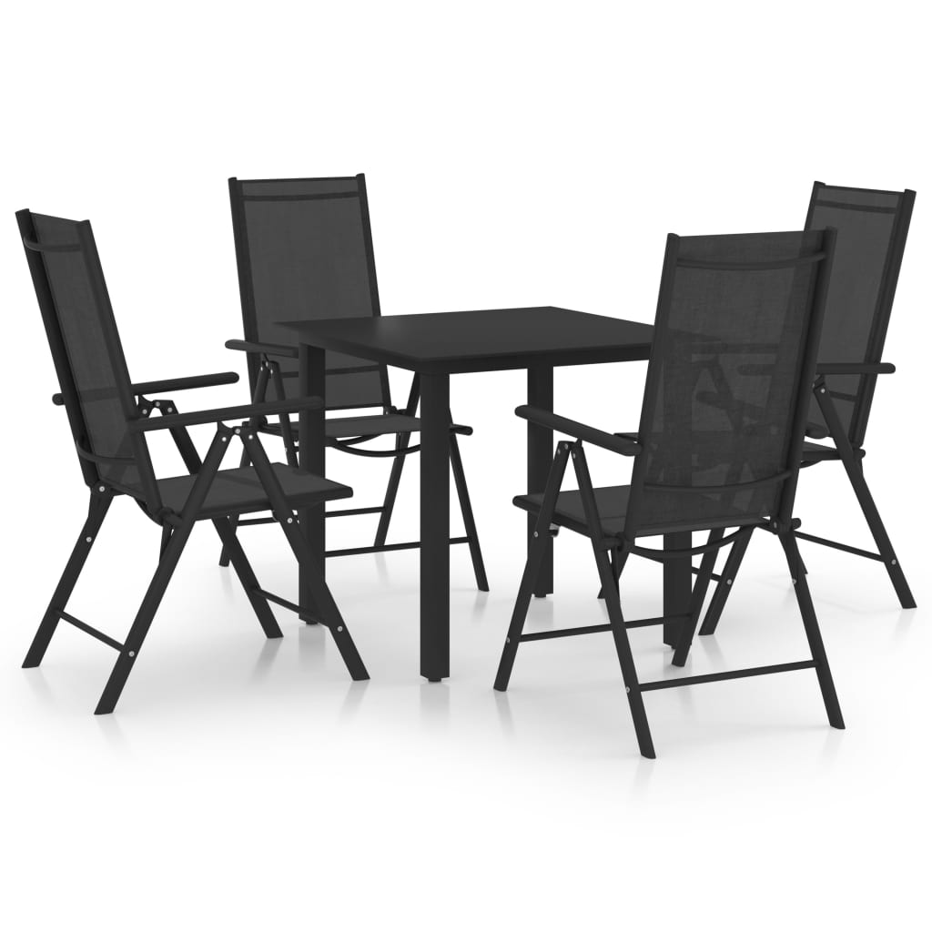 5-cz. zestaw mebli jadalnianych do ogrodu, aluminium, czarny vidaXL