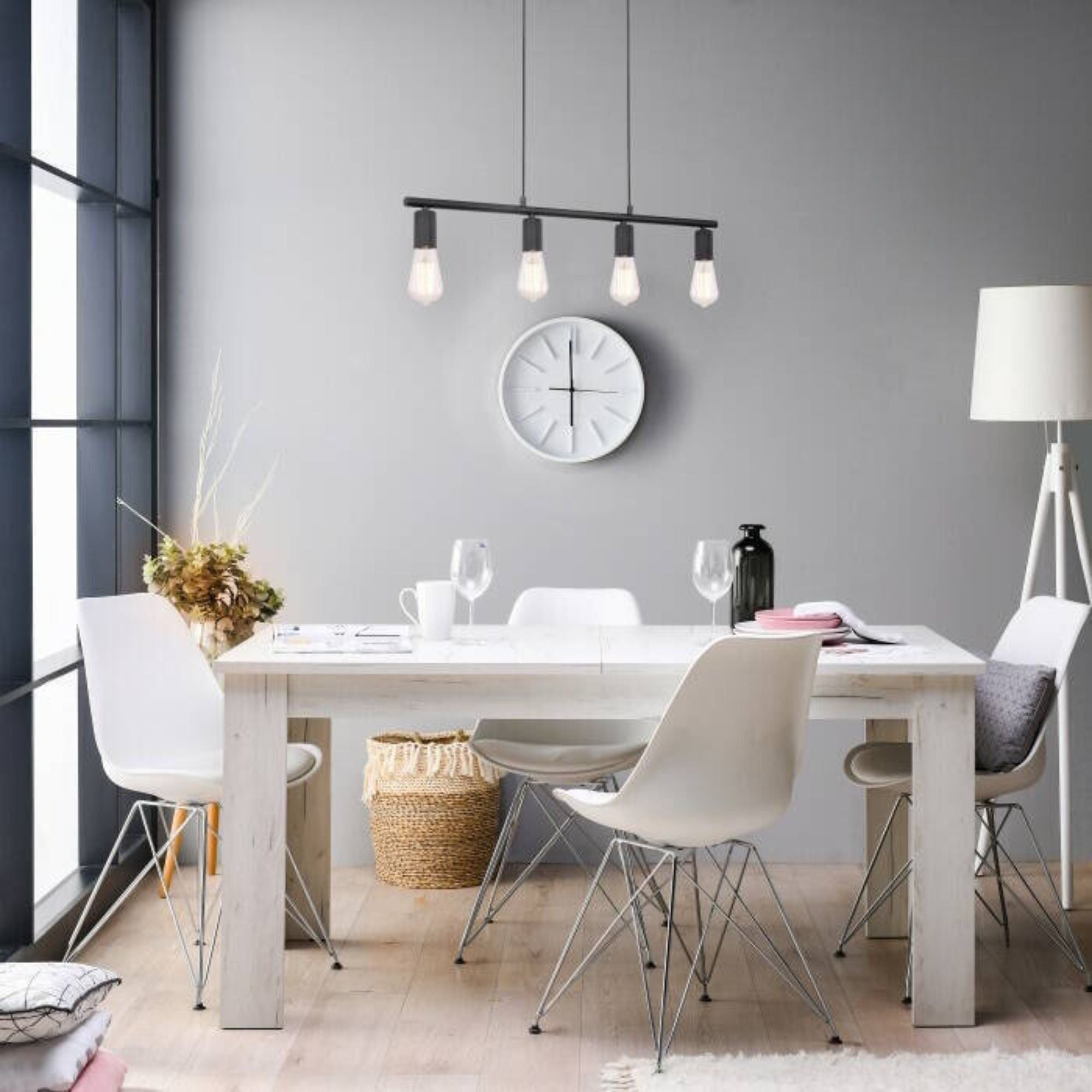 Nordycki Tabela Rozszerzalna | Kolor białego dębu MDF | Wymiary: 160,5/200,5 x 90 x 76,5 cm