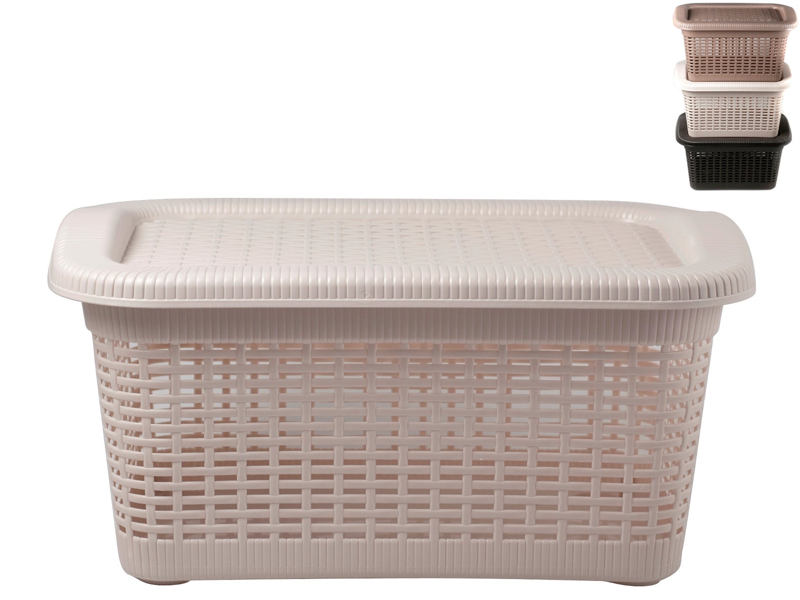 Porta Biancheria Curver 40L - Rettangolare, Rattan, Con Coperchio, Crema/Avorio - Foto 6