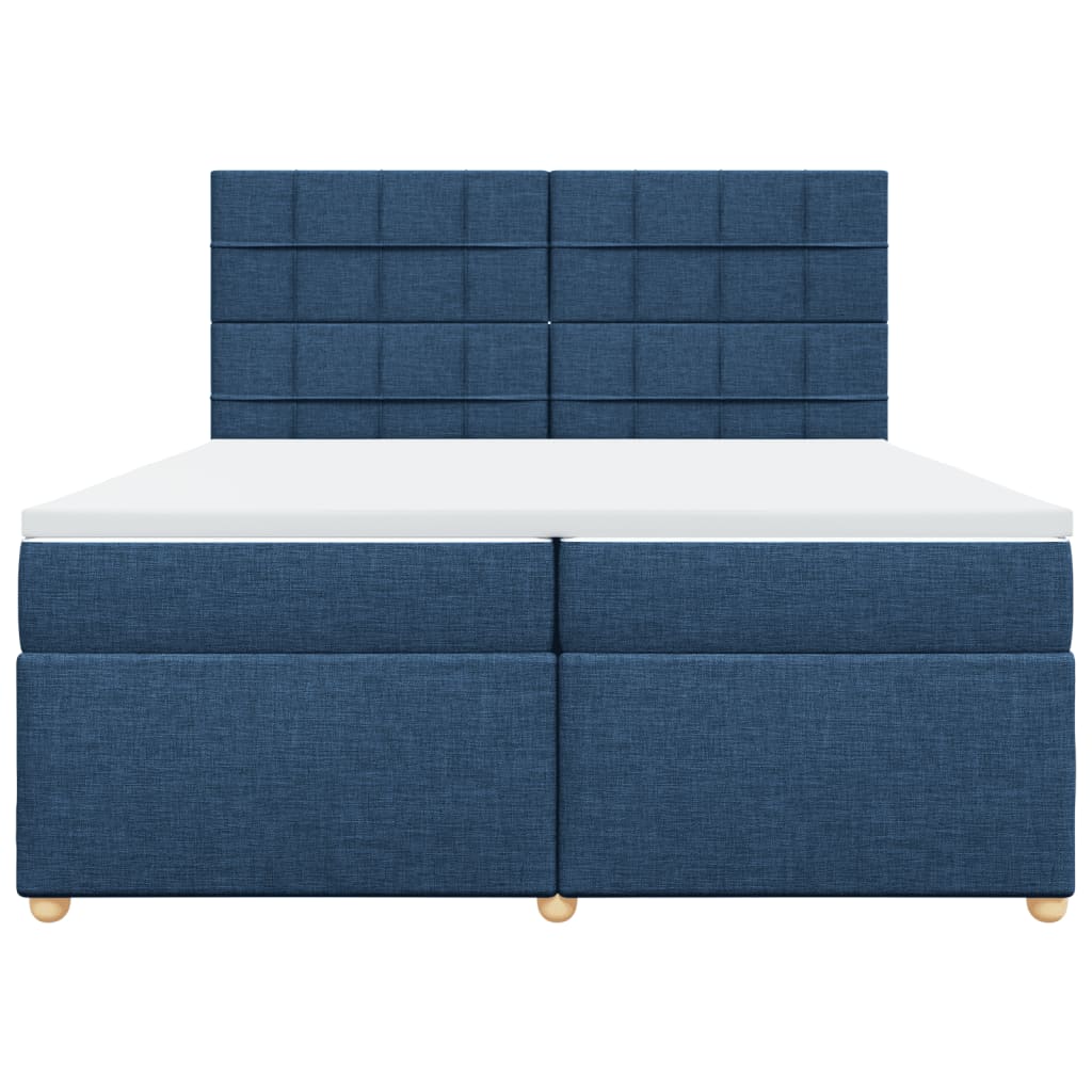 Maison Exclusive - Sommier à lattes de lit avec matelas Bleu 200x200 cm Tissu - 4