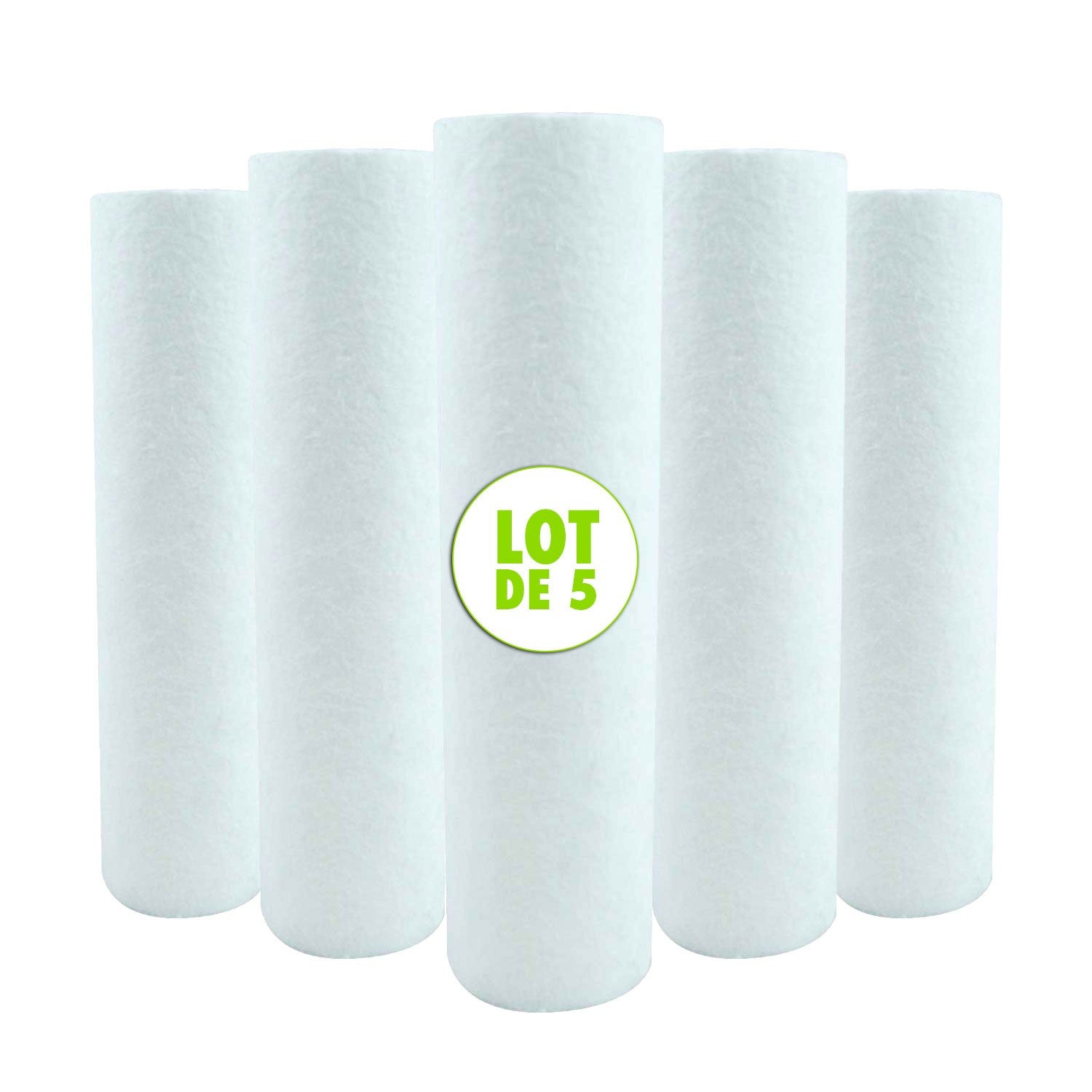 Lot de 5 Cartouches Filtrante Anti Sédiments Microfibre 9 pouces 3/4 - 10 microns Fabriquées en France - 2