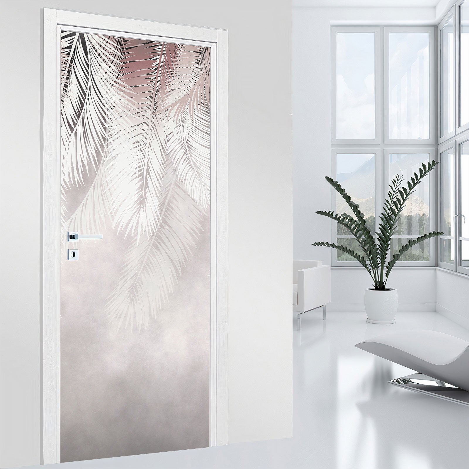 Autocollant Porte 3D Feuille Bananier - 73x205 Cm, Vinyle, Amovible, Décoration Murale Bohème - 13