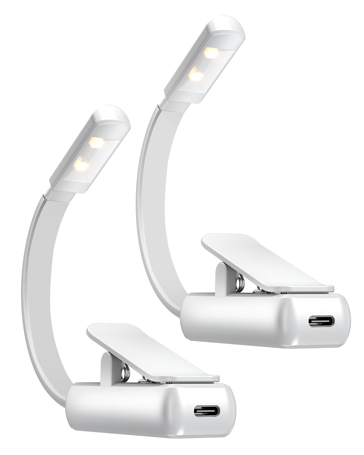 Zestaw 2 ładowalnych lampek nocnych do czytania, bardzo jasna przypinana lampka LED do czytania, 3 kolory, płynna regulacja jasności