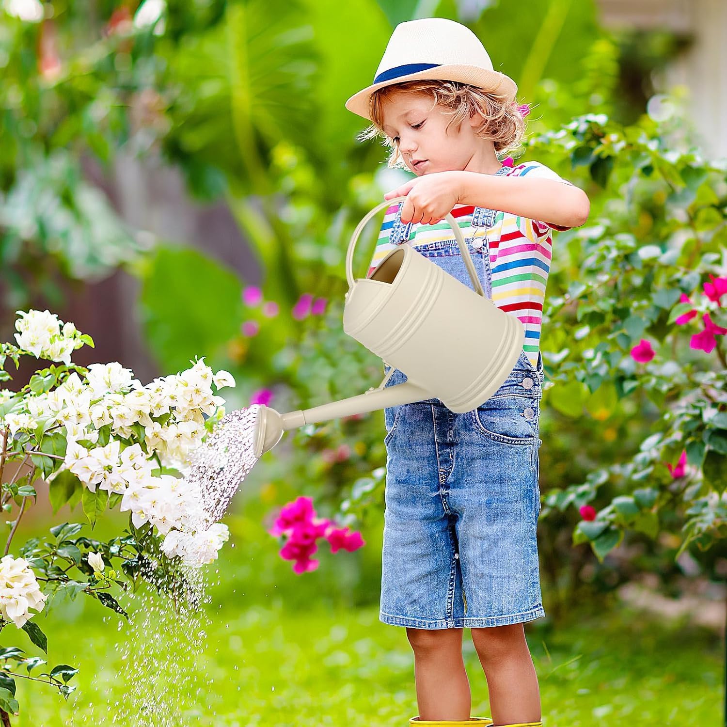 Arrosoir de jardin 2 l - Petit arrosoir pour plantes d'intérieur - Avec douchette amovible - En plastique - Pour l'intérieur et l'extérieur - Beige - 3