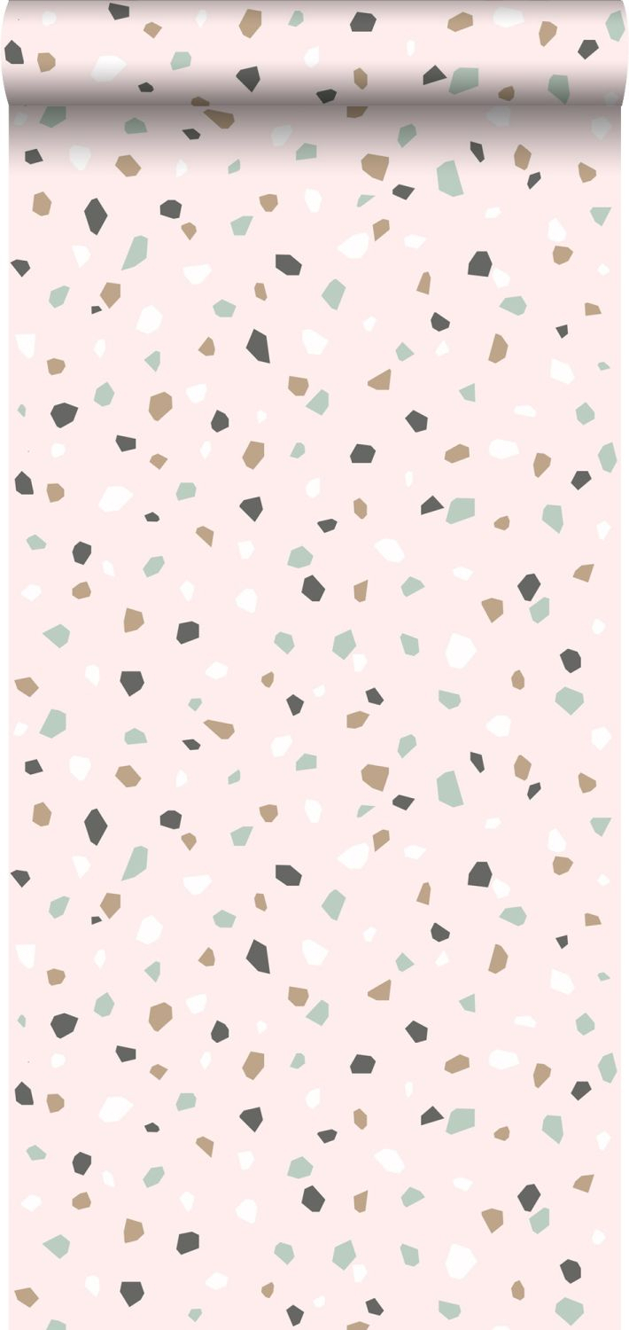 Papel pintado terrazo rosa - 0,53 x 10,05 m - walls4you