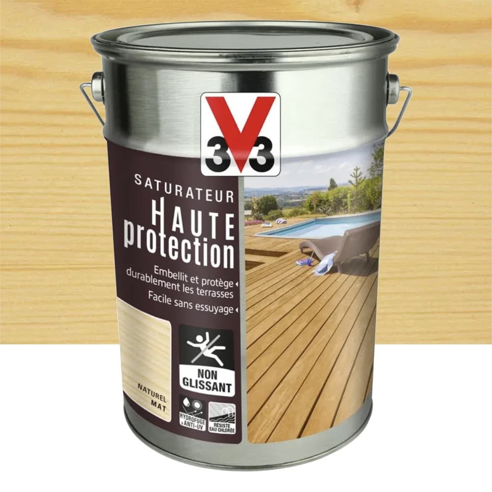 Saturateur Bois V33 Pour Terrasse – Naturel – 5 Litres – Occasion (boîte Abîmée)