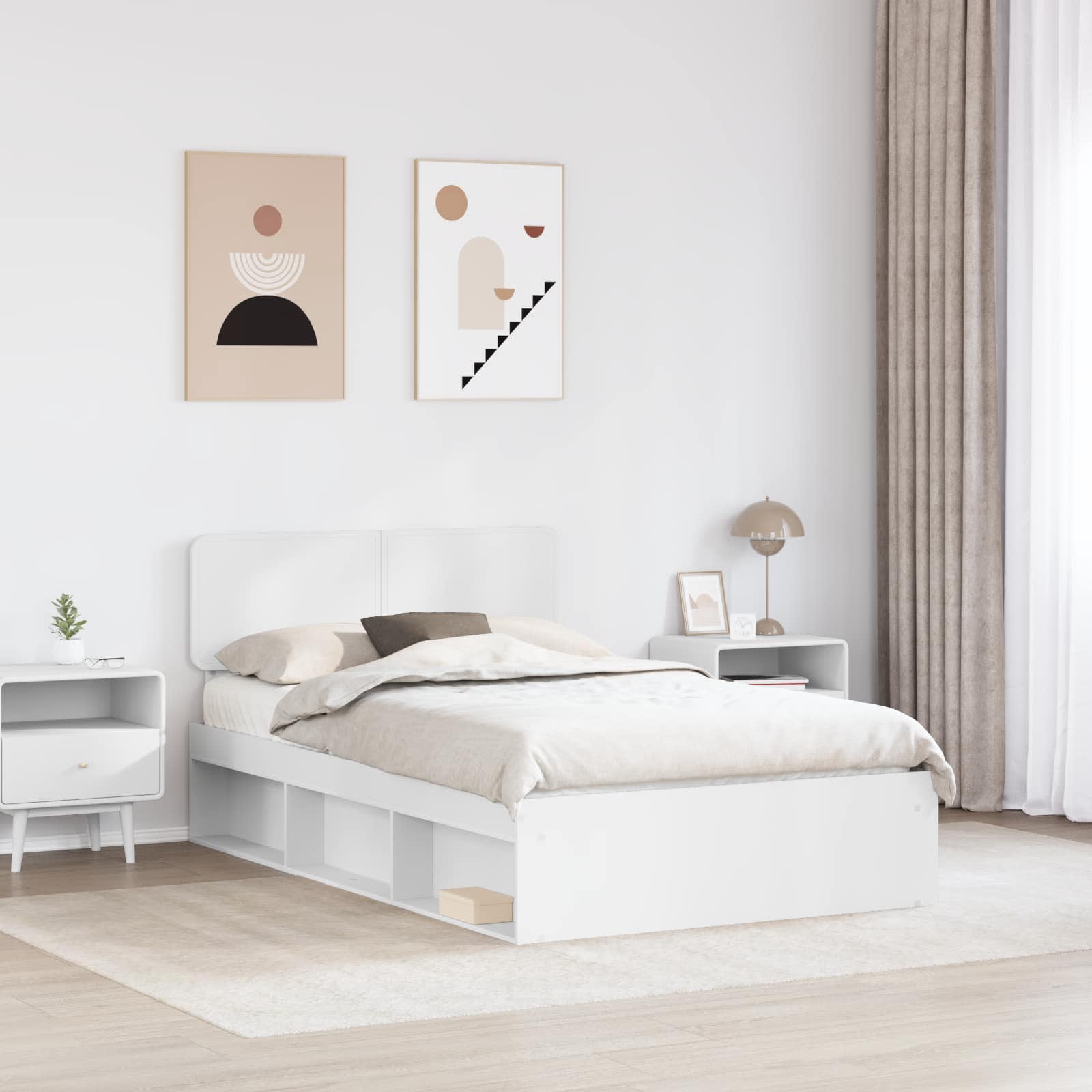 Cadre de lit avec tête de lit blanc 120 x 200 cm en pin massif - 3