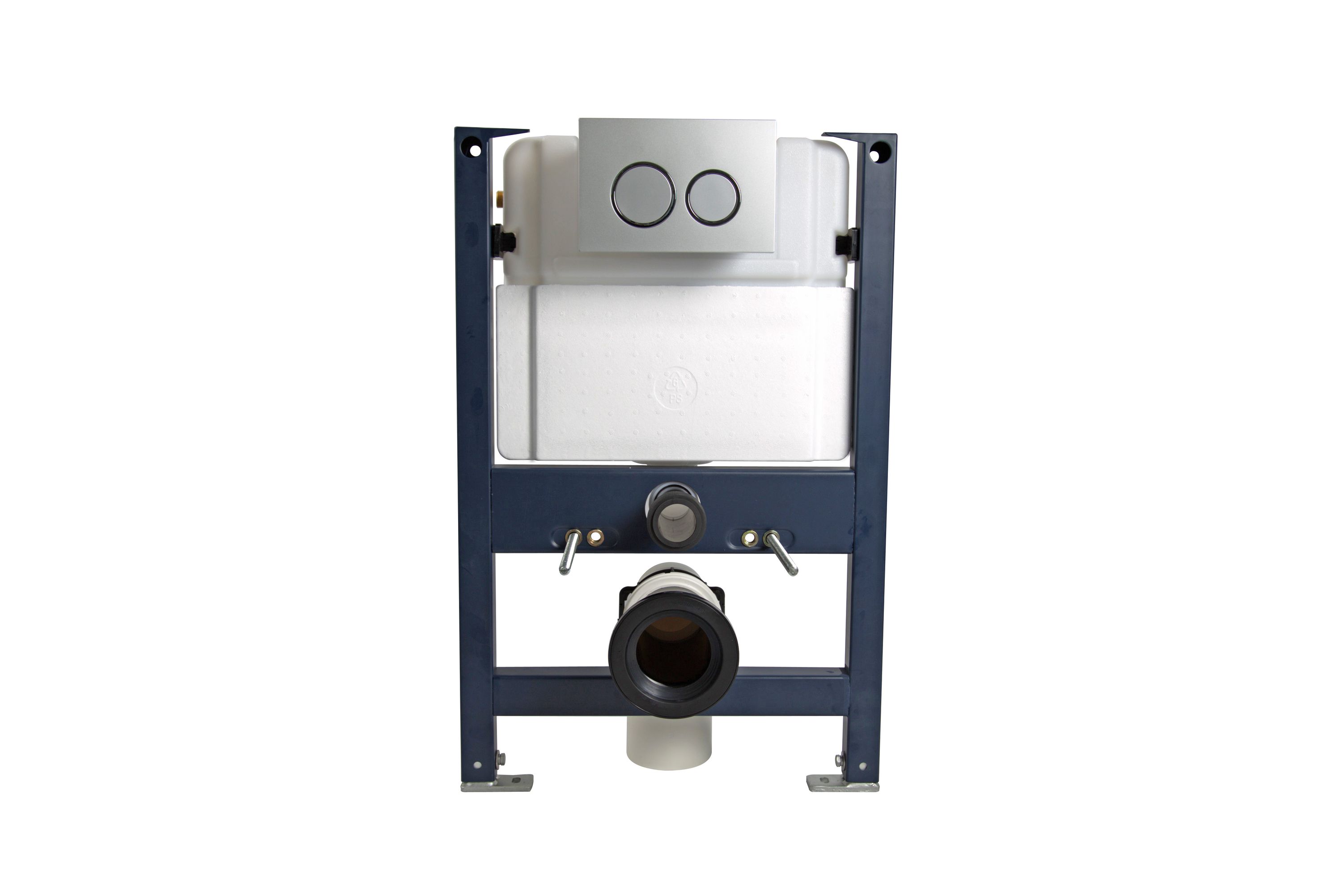 BERNSTEIN - Bâti-support WC encastré reglable, Panneau fixation toilettes suspendus / mural + platine de chasse satinée - 50x79x16,5-20cm - G3005A - 3