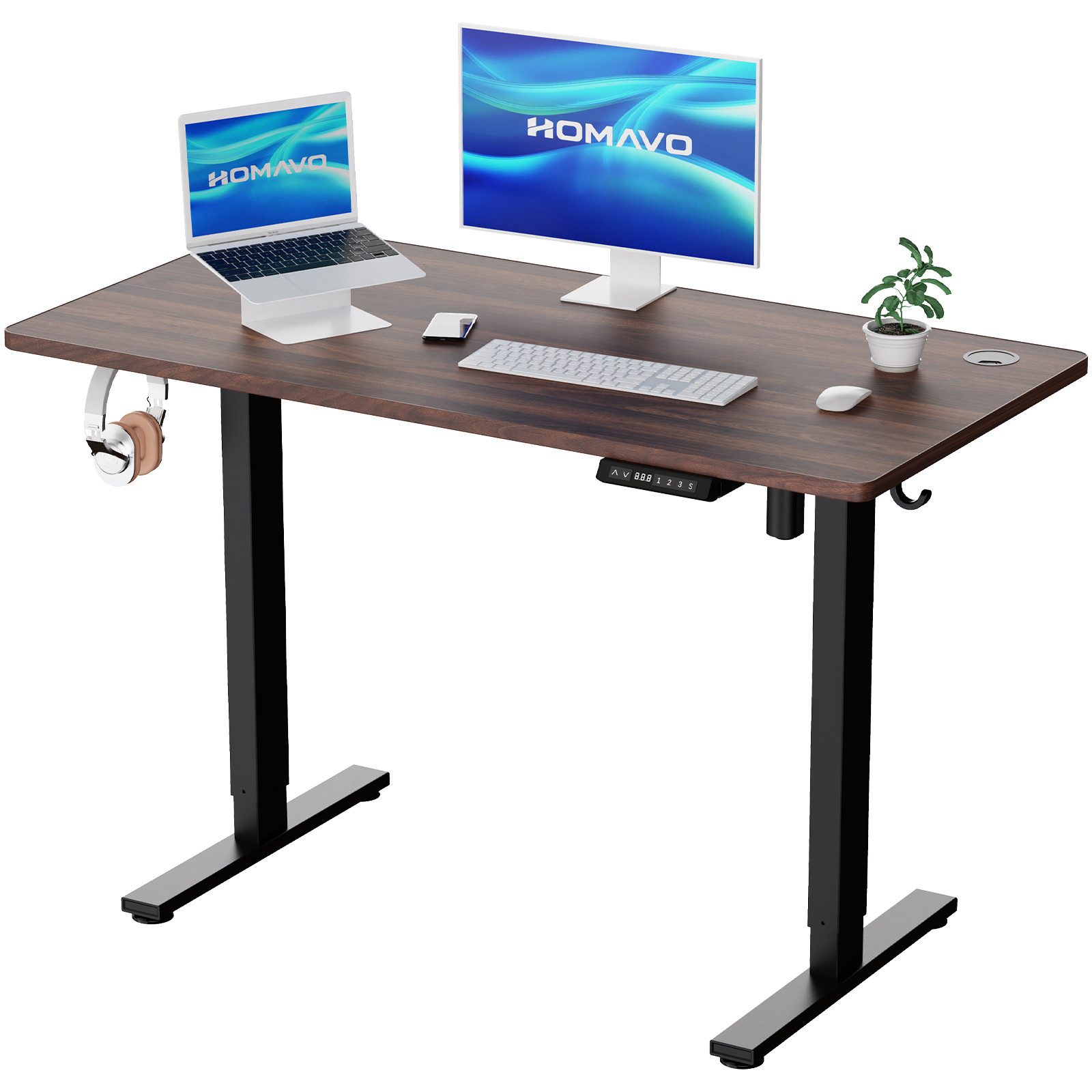 Bureau Assis-Debout Électrique, Dimensions 120x60 cm, Avec Fonction Mémoire Et Anti-Collision, Ports Usb-A Et Type-C, Hauteur Réglable De 70 À 119 cm - 9