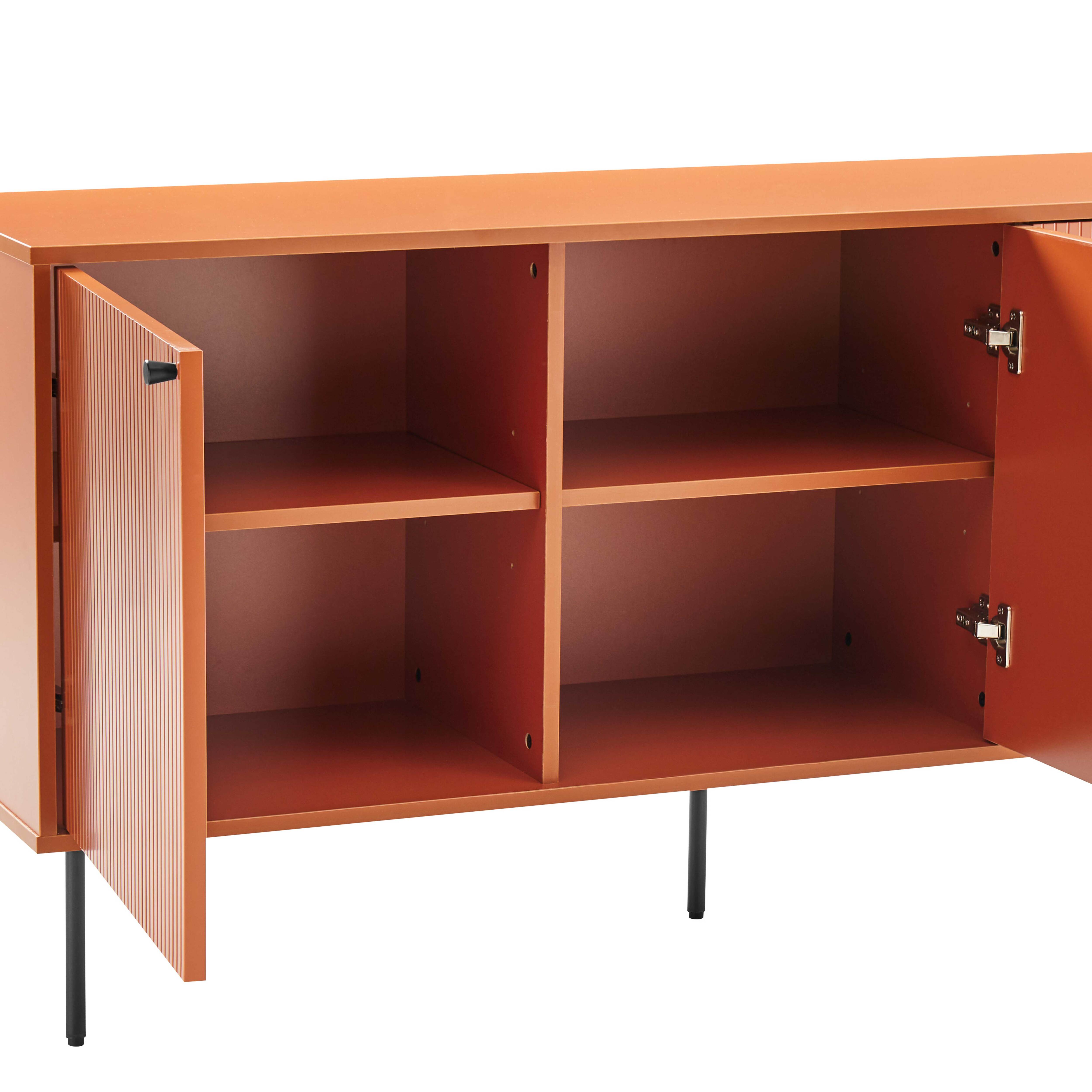 Buffet 2 portes et 3 tiroirs décor mélaminé 150 cm orange - 6