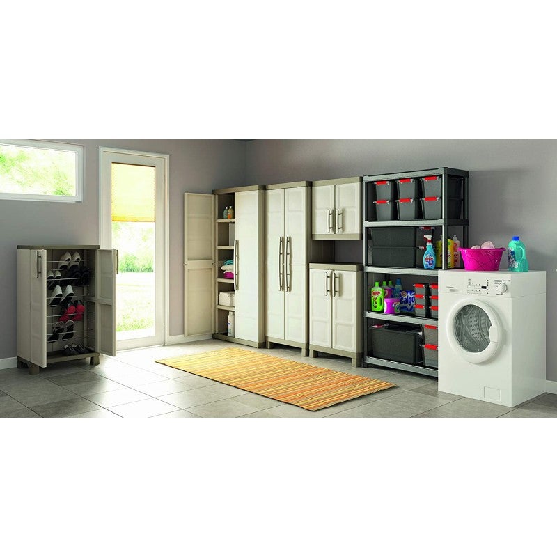 Armoire basse verrouillable en résine avec 2 portes de jardin extérieures décorées Excellence Keter - 3