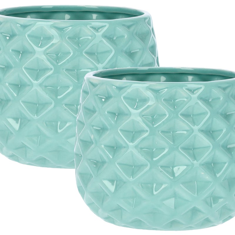 Zestaw 2x doniczka osłonka 13 ceramika szkliwiona - Kolor biały - KOTARBAU