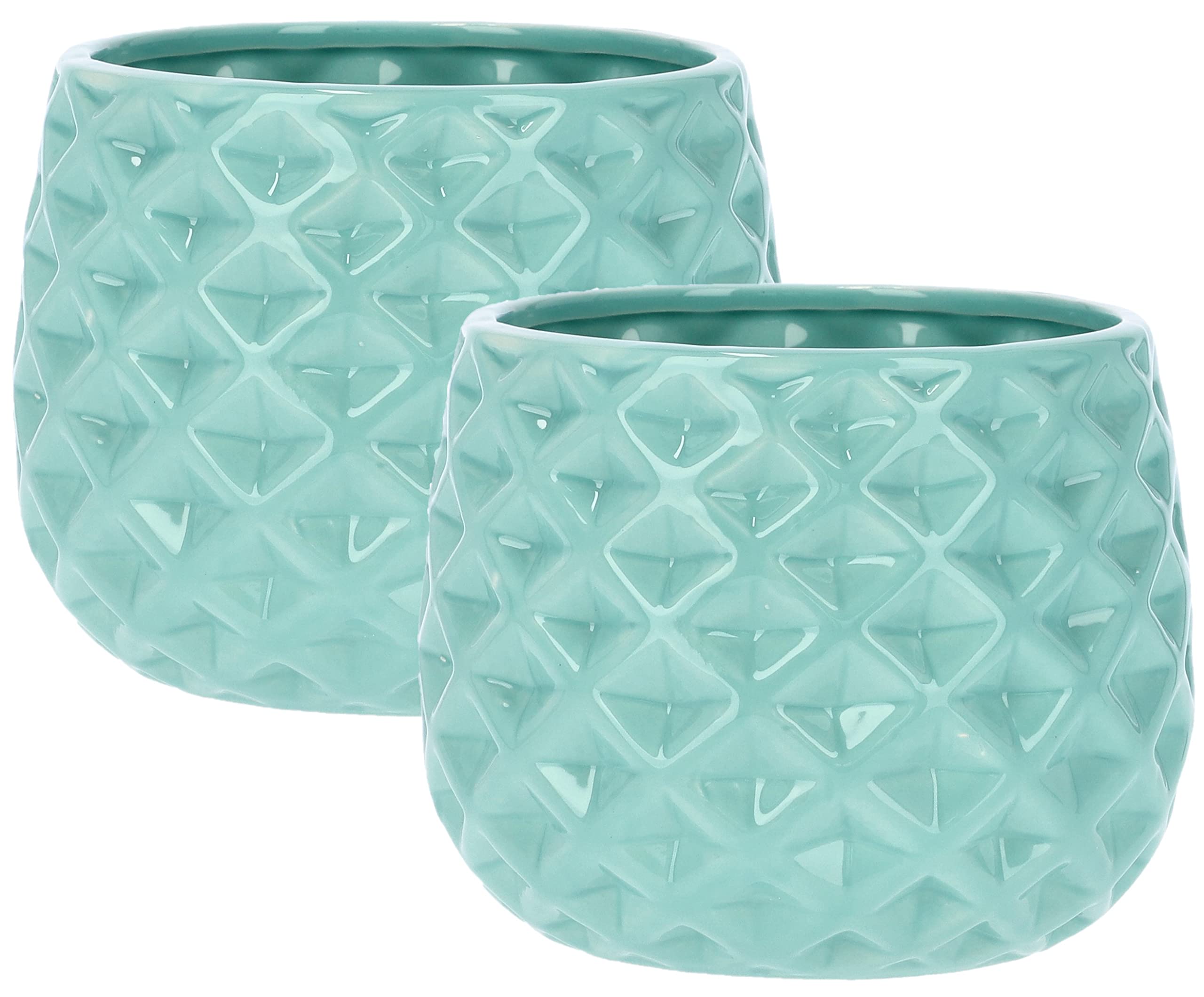 Zestaw 2x doniczka osłonka 13 ceramika szkliwiona - Kolor biały - KOTARBAU