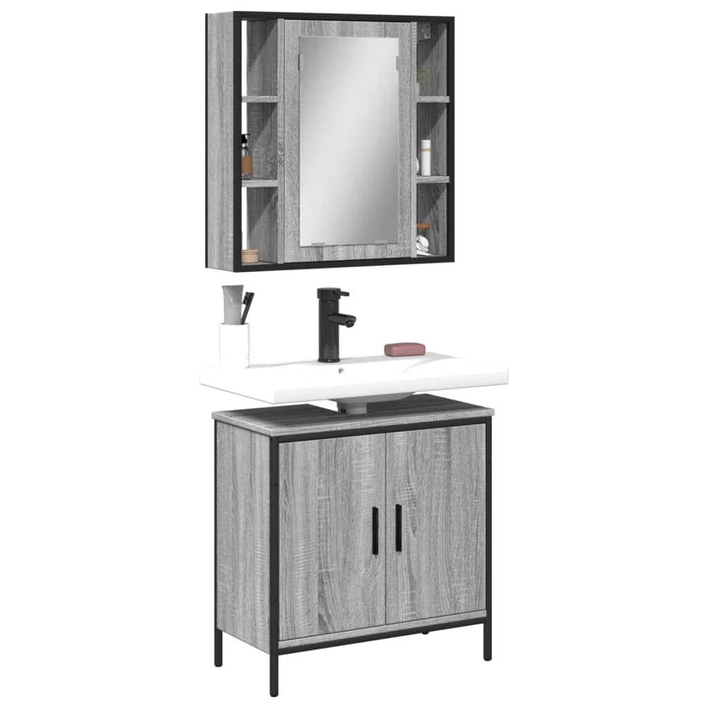 Maison exclusive - set de muebles de baño 2 pzas madera contrachapada gris sonoma