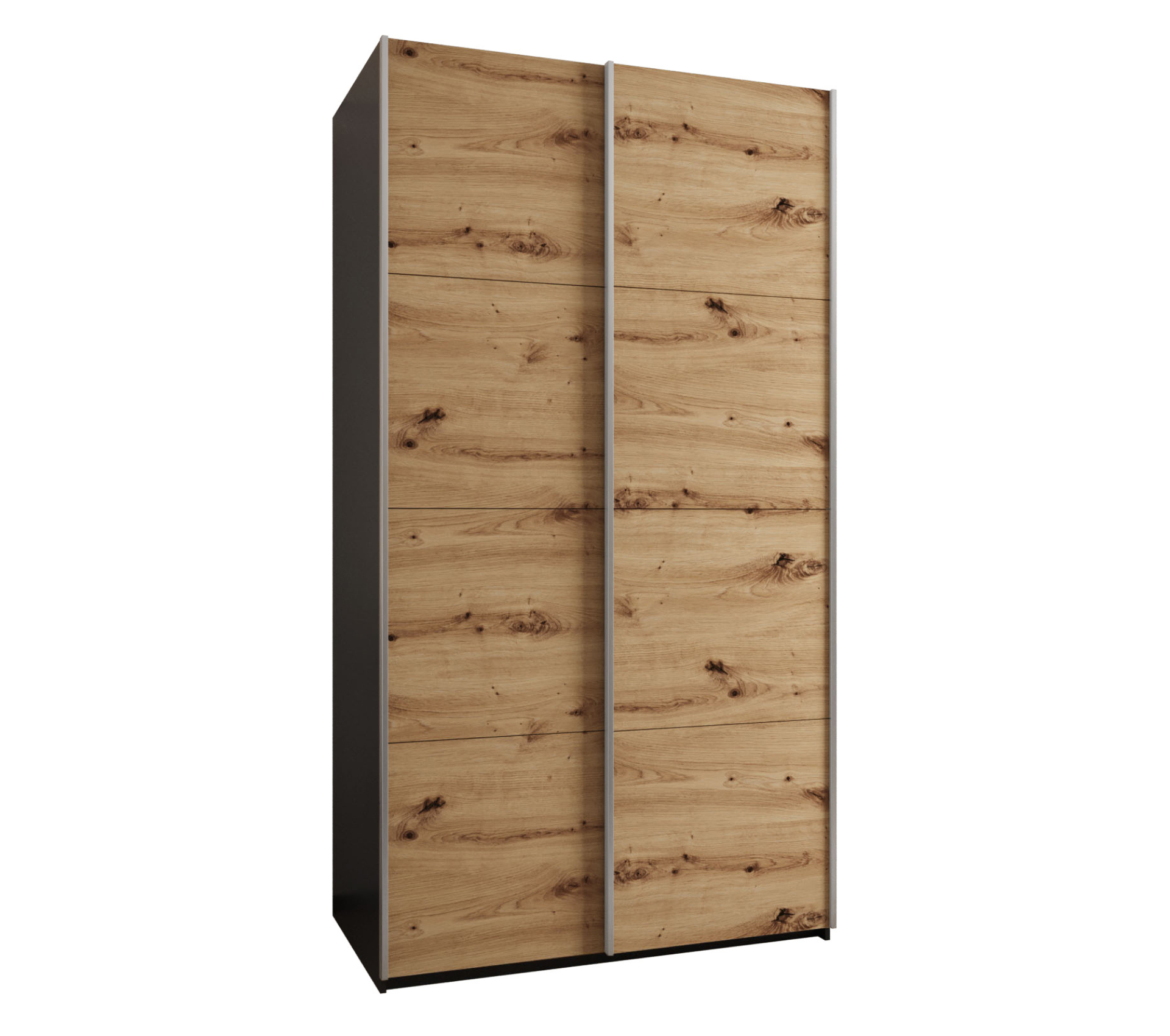 Szafa przesuwna wysoka Lux 1 140 x 64 x 245,5 cm czarny + artisan + u. srebrny - Abiks Meble