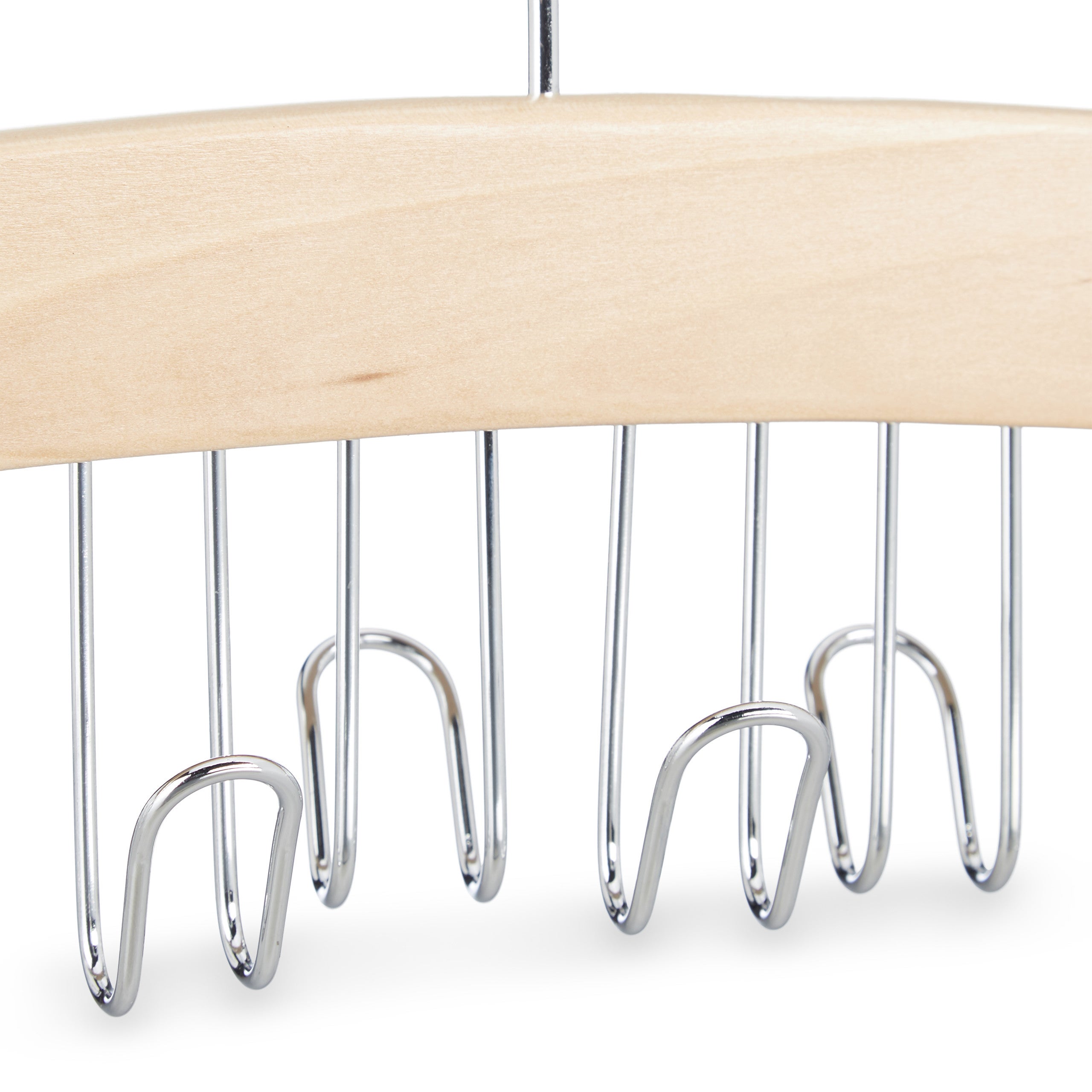 Cintre porte ceintures pour 12 ceintures, lot de 2, cravates foulard bois lotus 17x43x5 cm, nature/argent, Relaxdays - 7