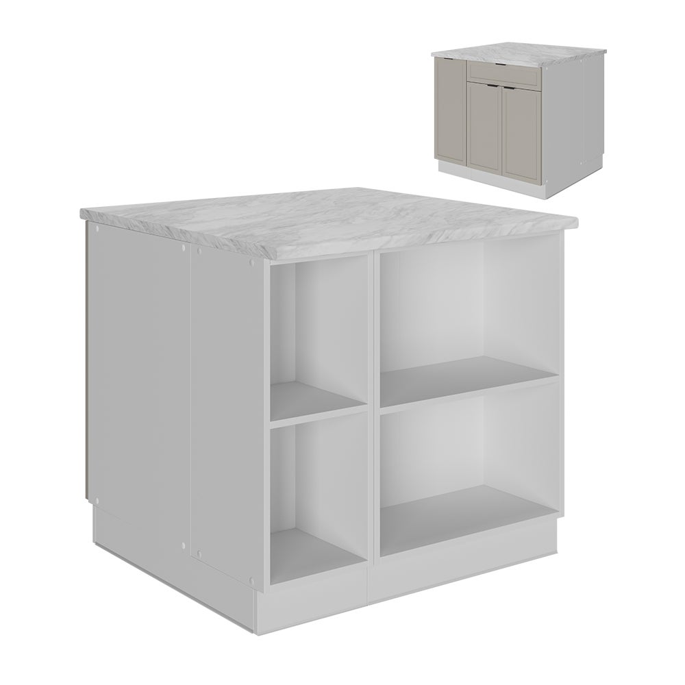 Îlot De Cuisine Rustique Vicco Fame-Line – 90cm – Couleur Blanc/Anthracite/Or – Panneaux MDF Et Aggloméré