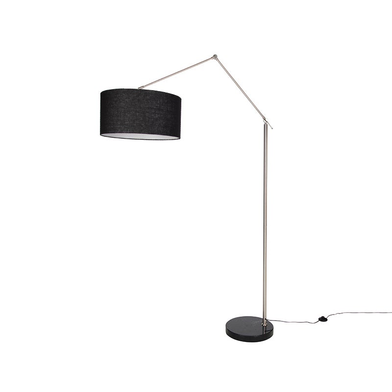 Lampa podłogowa stalowa regulowana z czarnym kloszem 50 cm - Editor