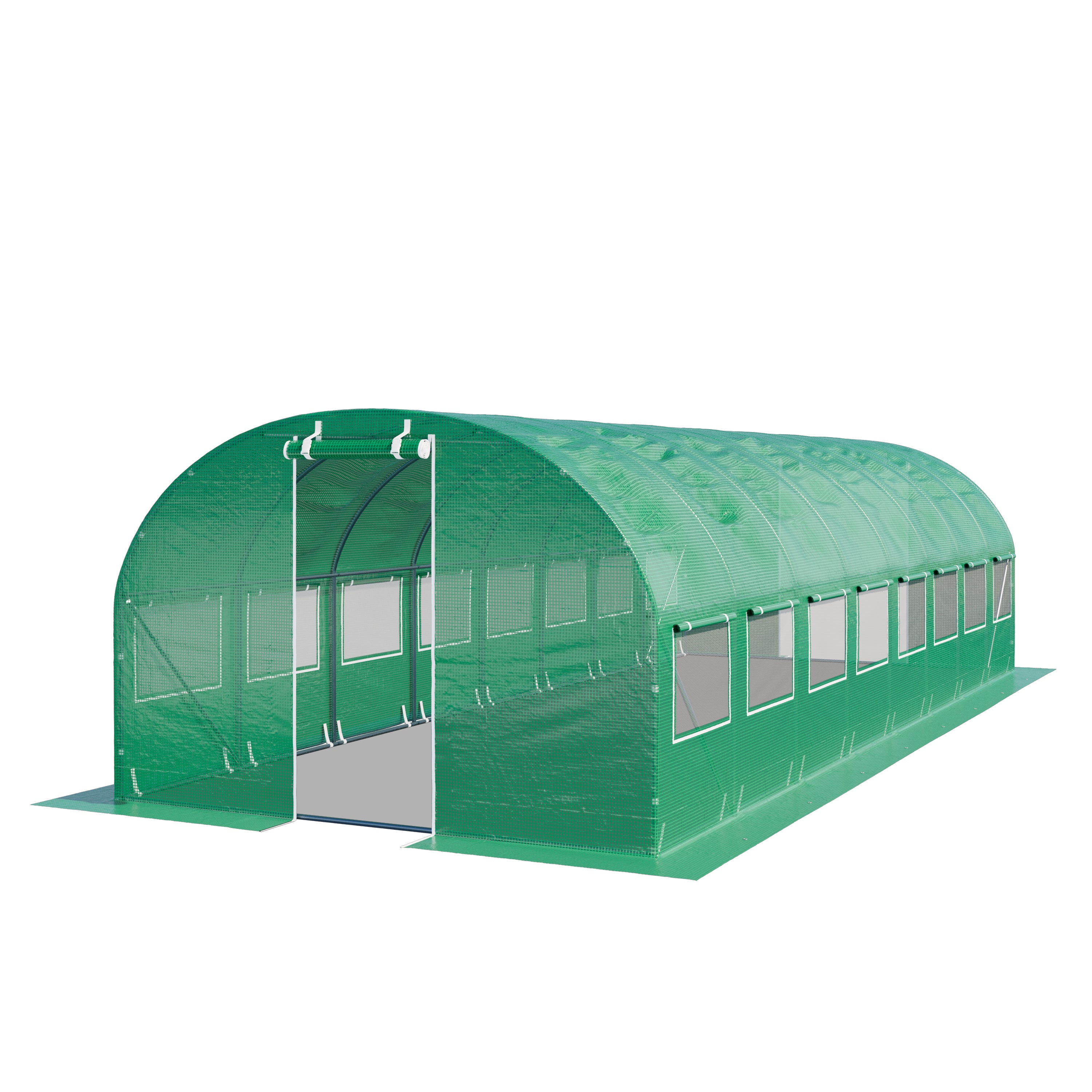 TOOLPORT Tunel foliowy Szklarnia foliowa 3x8m z oknami - Plandeka PE o gramaturze 180g/m² zielony przezroczysta