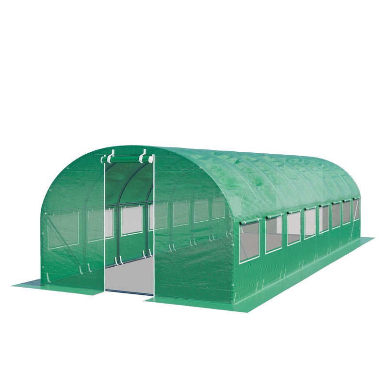 TOOLPORT Tunel foliowy Szklarnia foliowa 3x8m z oknami - Plandeka PE o gramaturze 180g/m² zielony przezroczysta