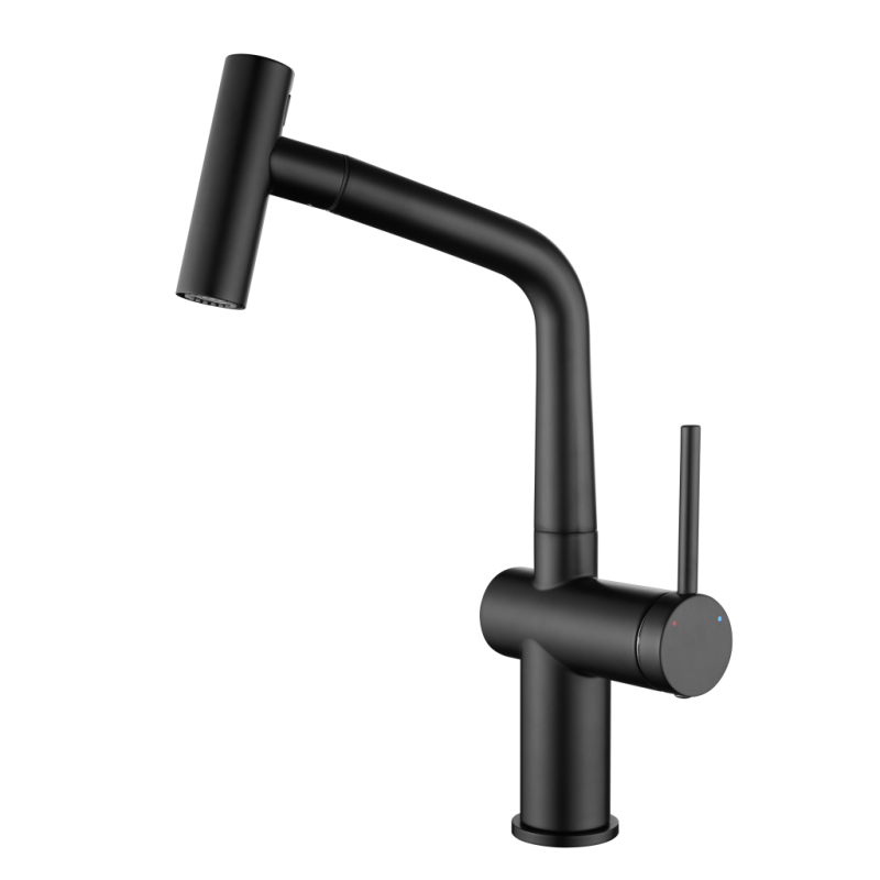 Ceramia timeless monomando de cocina en acero inox con ducha extraíble, negro mate (tmlkf185bm)