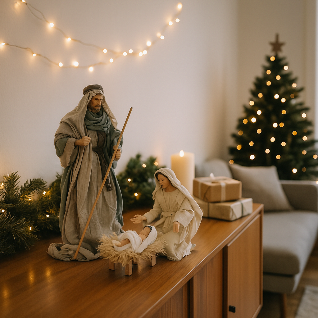 Figurines Playmobil Pour Crèche De Noël - La Sainte Famille (Vierge Marie, Saint Joseph, Enfant Jésus) - Réf. 5719, 3996, 3367 - Occasion