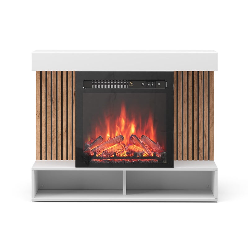 Vicco Kominek elektryczny Lynea, Biały, 100 cm z realistycznym efektem płomienia i grzałką o mocy 1800 W