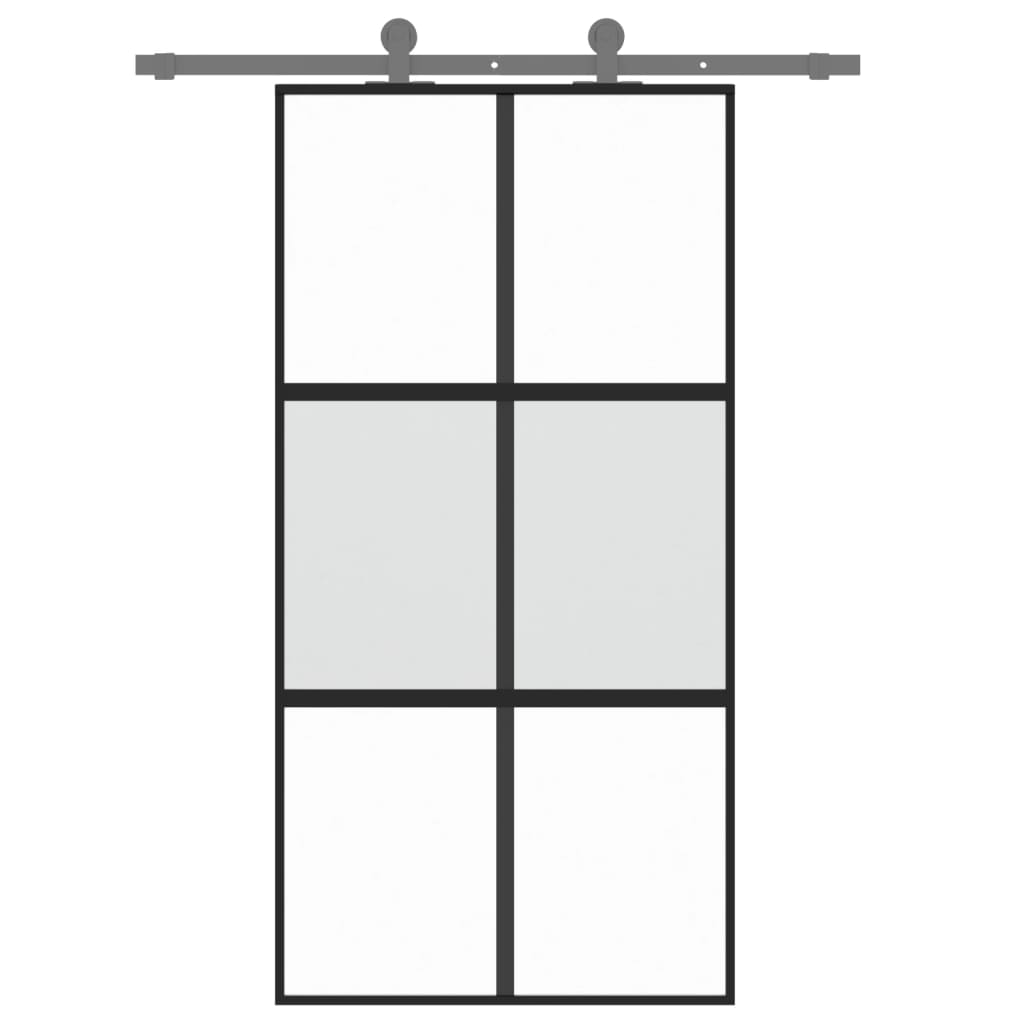 Puerta corredera | Puerta de la cocina vidrio templado y aluminio negra 102,5x205 cm CFW31199 - 3