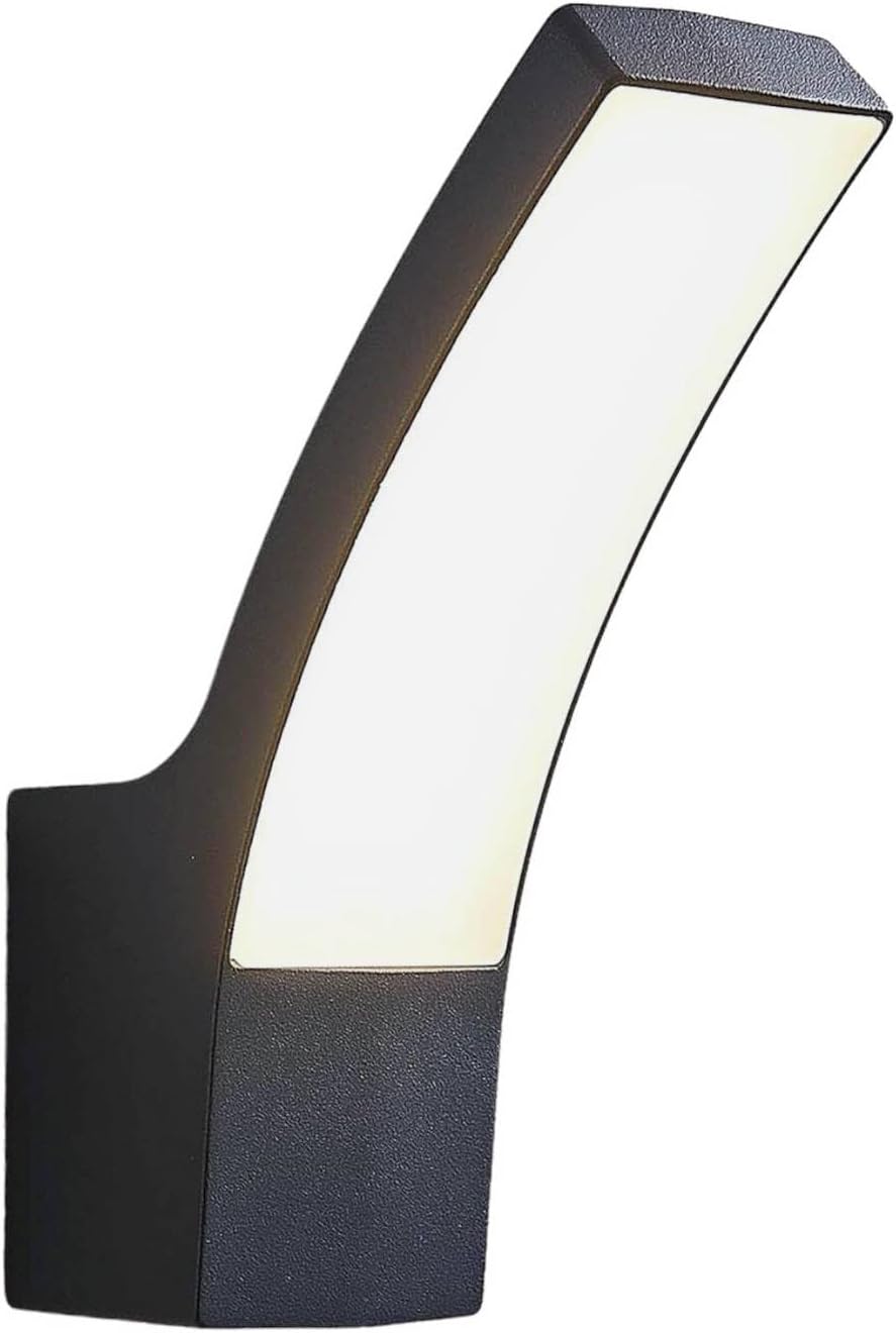 Czarny aluminiowy kinkiet zewnętrzny LED (1 źródło światła), kinkiet do ścian zewnętrznych/wewnętrznych, domu, tarasu i balkonu - 3000K