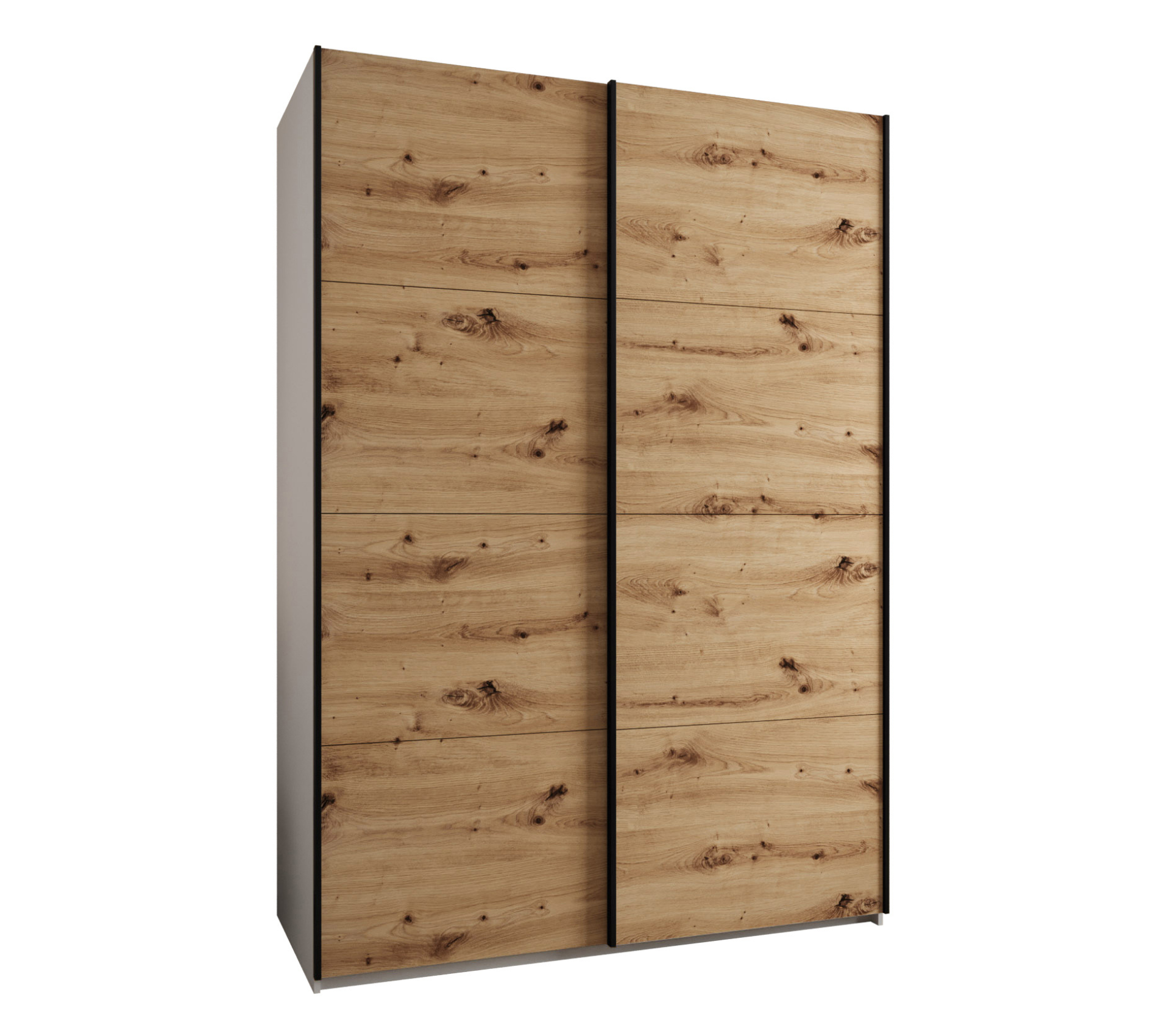 Szafa przesuwna wysoka Lux 1 180 x 64 x 245,5 cm biały + artisan + u. czarny - Abiks Meble
