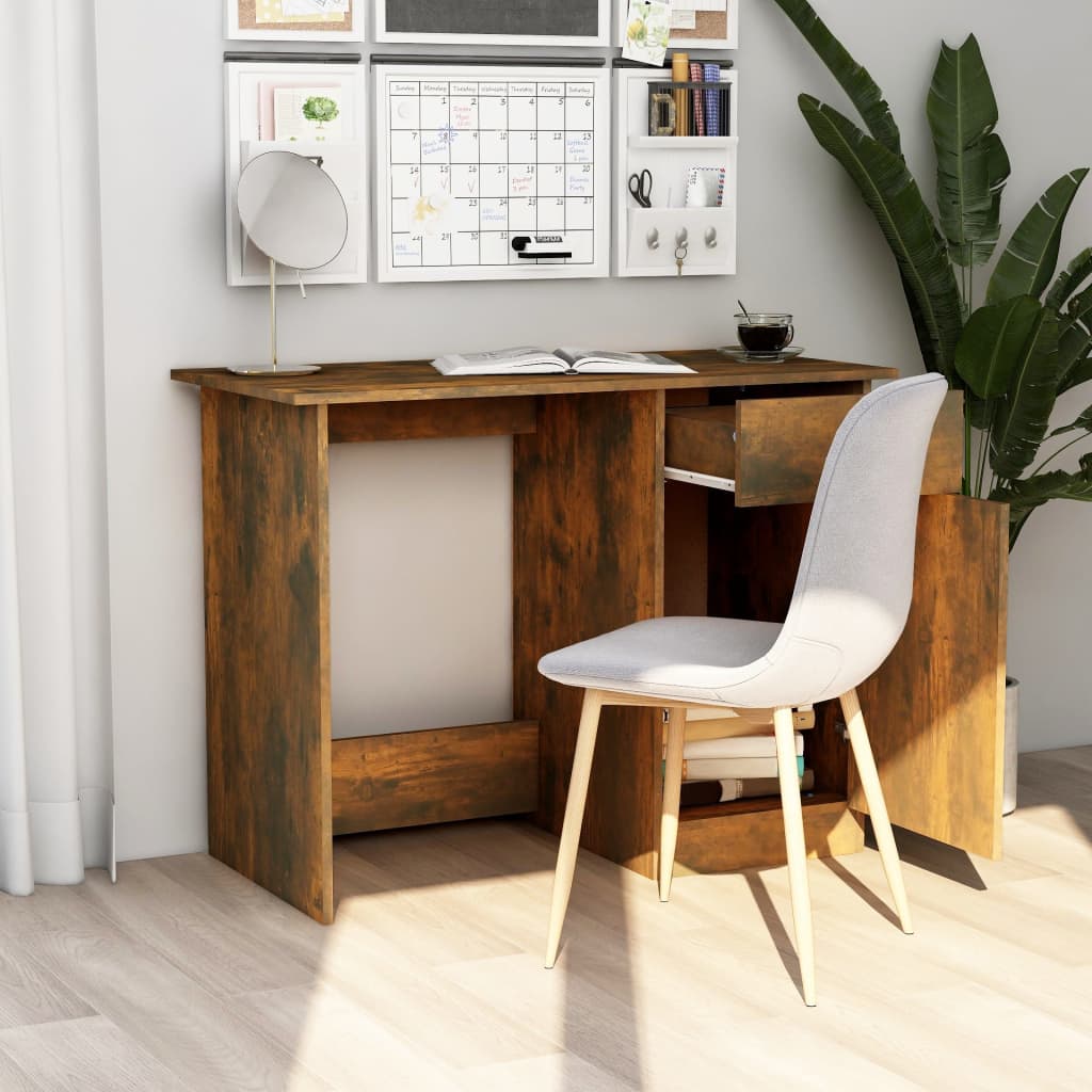 Bureau，Table de travail，Table d'étude Chêne fumé 100x50x76 cm Bois d'ingénierie CWV31480 - 3