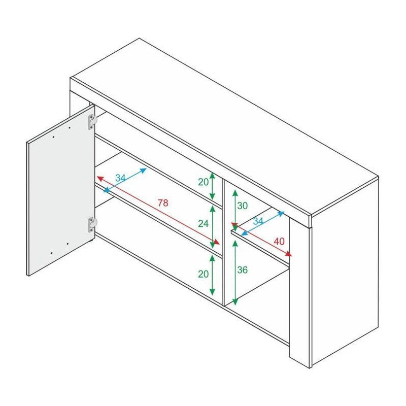 Buffet - AMBIT - Effet béton satiné / Blanc Artik - 3 portes - 5