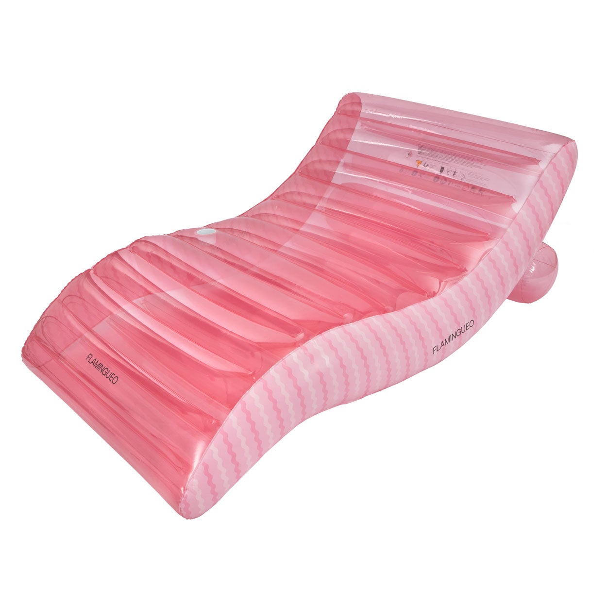 Flamingueo Colchoneta Piscina Individual – Tumbona Hinchable Con Posavasos Y Almohada Desmontable, Resistente PVC Rosa