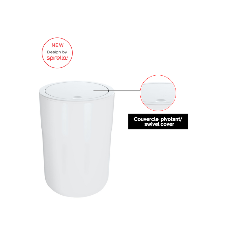 Poubelle De Salle De Bain Cocco 5L - Couvercle Pivotant, Anneau Pour Sacs - Design Moderne Rouge