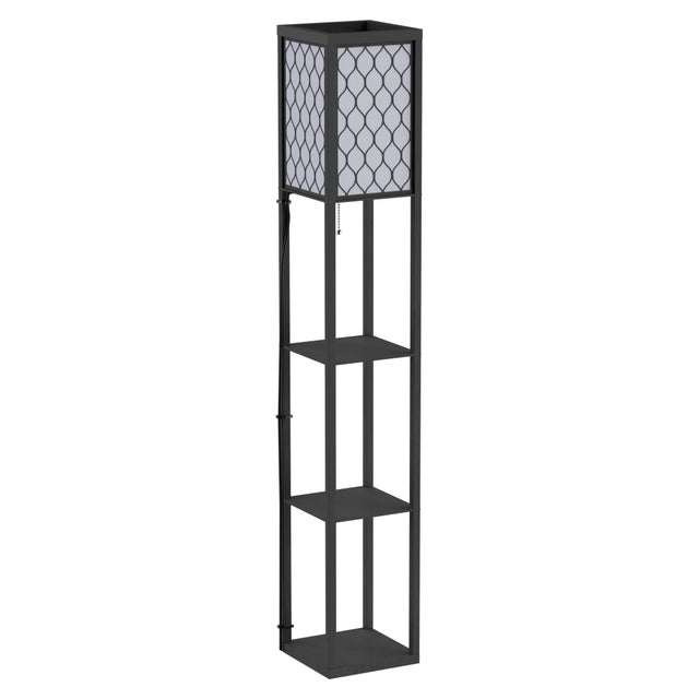 Lampa podłogowa 2 w 1 z 3 półkami, E27, czarno-biała