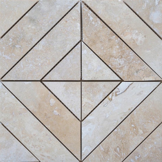 Mosaïque effet parquet en travertin adouci Impéria - 15 x 15 x 1 cm - Vendu par paquet de 4 - C-NEGOCE