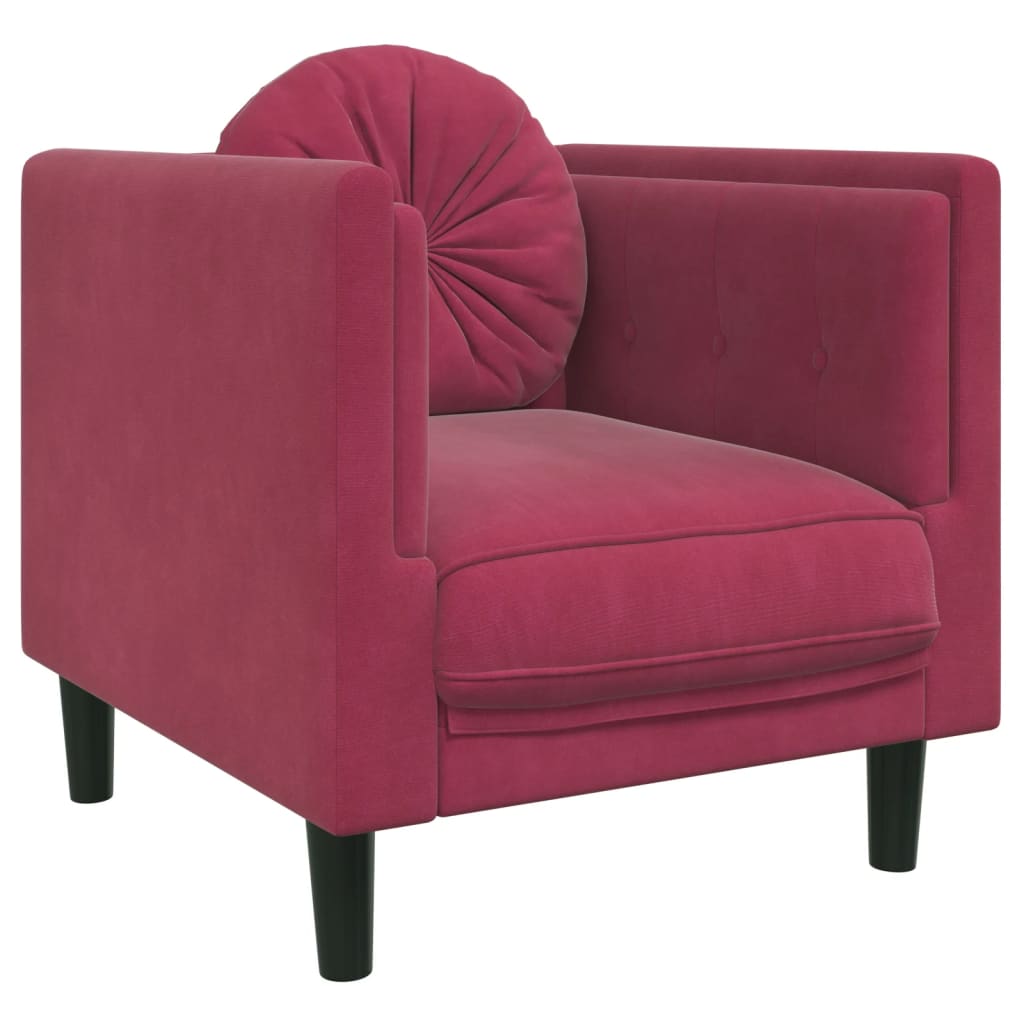 Sillón de salón | silla | sillón con cojín terciopelo rojo tinto cfw927835