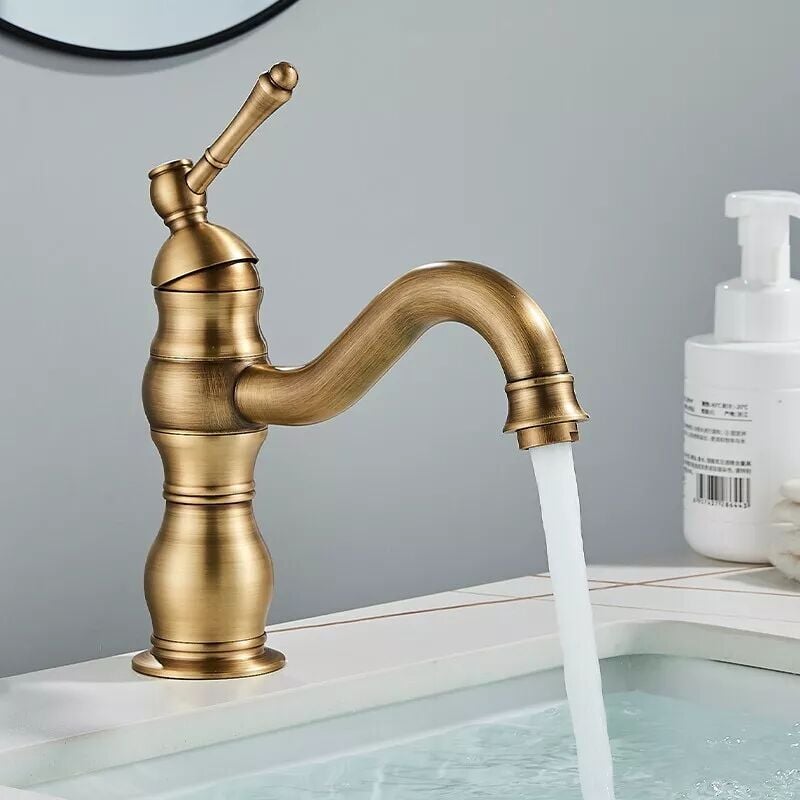 Bateria umywalkowa w stylu retro, obrotowa o 360°, bateria łazienkowa, bateria umywalkowa z mosiądzu, bateria łazienkowa z nowym zaworem ceramicznym