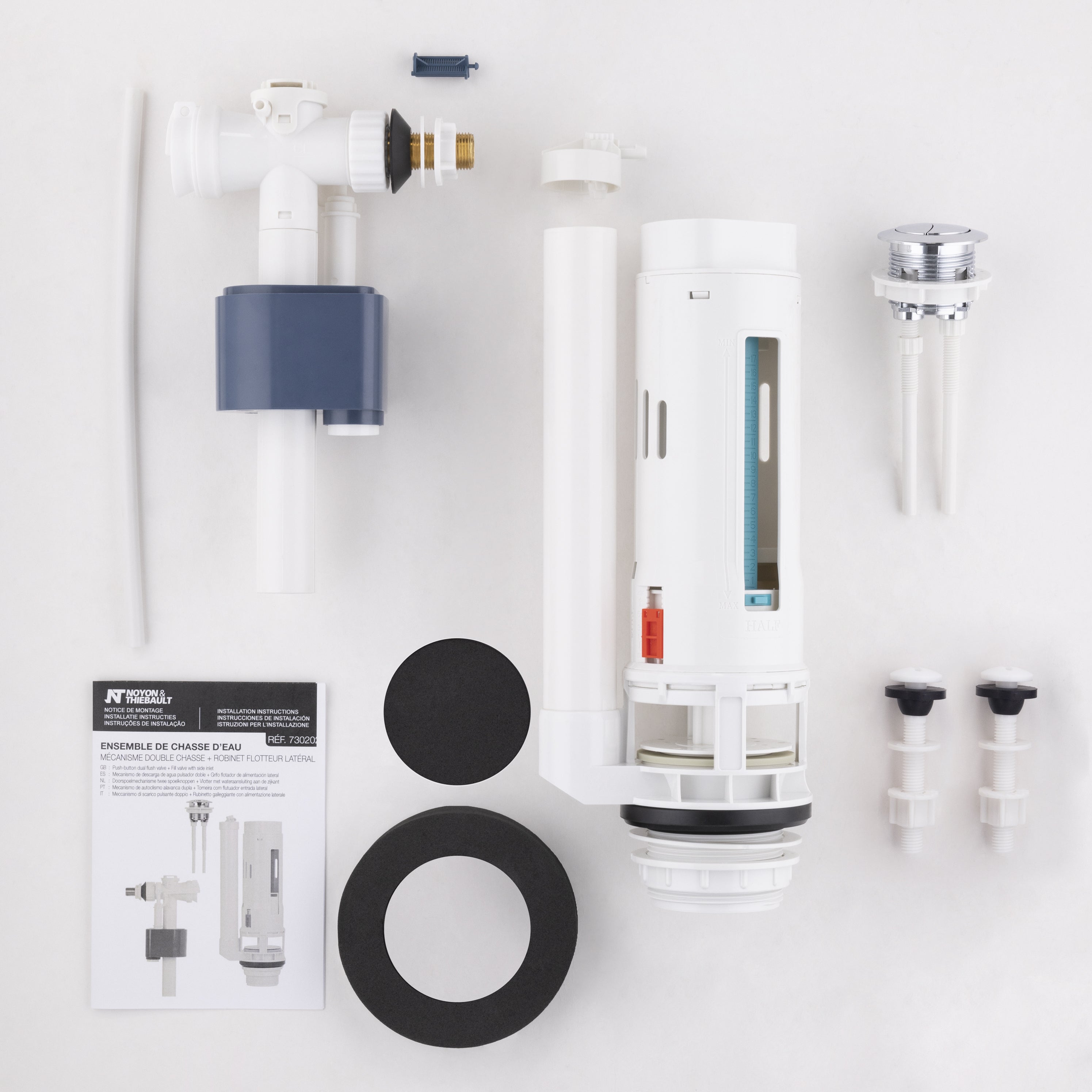 Ensemble Chasse d'Eau Robinet Flotteur + Mécanisme WC à Bouton Poussoir 3/6 Litres NOYON & THIEBAULT - 5